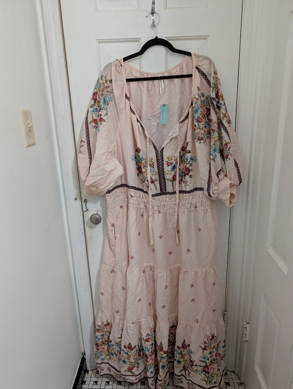 Nwt 3x Anthropologie Boho Floral Pink Somerset Maxi Dress with Smocked Waist - Picture 2 of 4